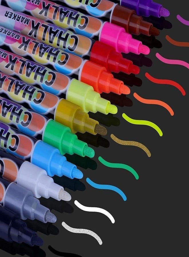 SAKEYR Liquid Erasable Chalk Markers Pens - 12 Colors Washable & Wet Erase Neon Makers for Blackboard, Chalkboard Signs, Glass Window, Graduation Celebration School Kids Art for Cars - Image 1