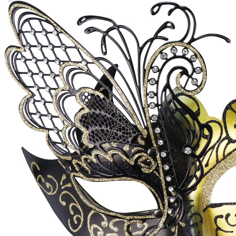 Coddsmz Mysterious Venetian Butterfly Lady Masquerade Halloween Party Mask (Black&Gold) - Image 4