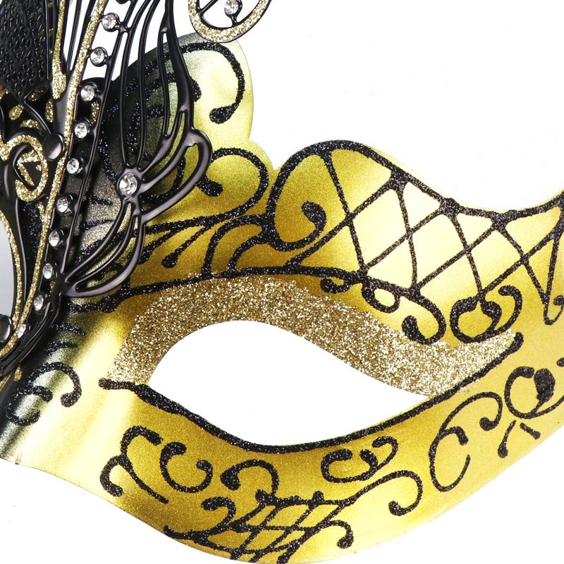 Coddsmz Mysterious Venetian Butterfly Lady Masquerade Halloween Party Mask (Black&Gold) - Image 5