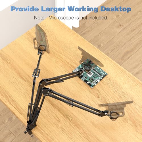 Hayve Microscope Arm Stand，Adjustable Metal Bracket with Clamp and Grommet Base，Coin Microscope Mount ，Compatible with Model DM4 DM9 MS2 MS1 MS3& Most 4.3'',7'' Digital Microscopes (1.65（for MS1,MS3) - Image 2