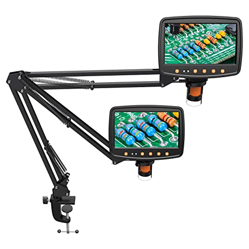Hayve Microscope Arm Stand，Adjustable Metal Bracket with Clamp and Grommet Base，Coin Microscope Mount ，Compatible with Model DM4 DM9 MS2 MS1 MS3& Most 4.3'',7'' Digital Microscopes (1.65（for MS1,MS3) - Image 1