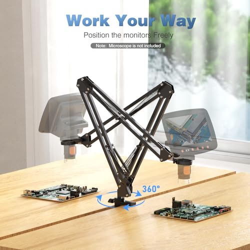 Hayve Microscope Arm Stand，Adjustable Metal Bracket with Clamp and Grommet Base，Coin Microscope Mount ，Compatible with Model DM4 DM9 MS2 MS1 MS3& Most 4.3'',7'' Digital Microscopes (1.65（for MS1,MS3) - Image 4