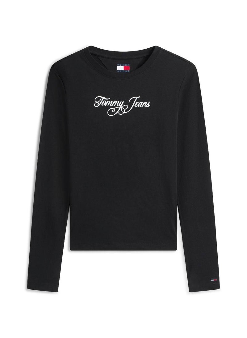 تومي جينز تيشيرت طويل الأكمام بقصّة سليم وشعار - Image 4