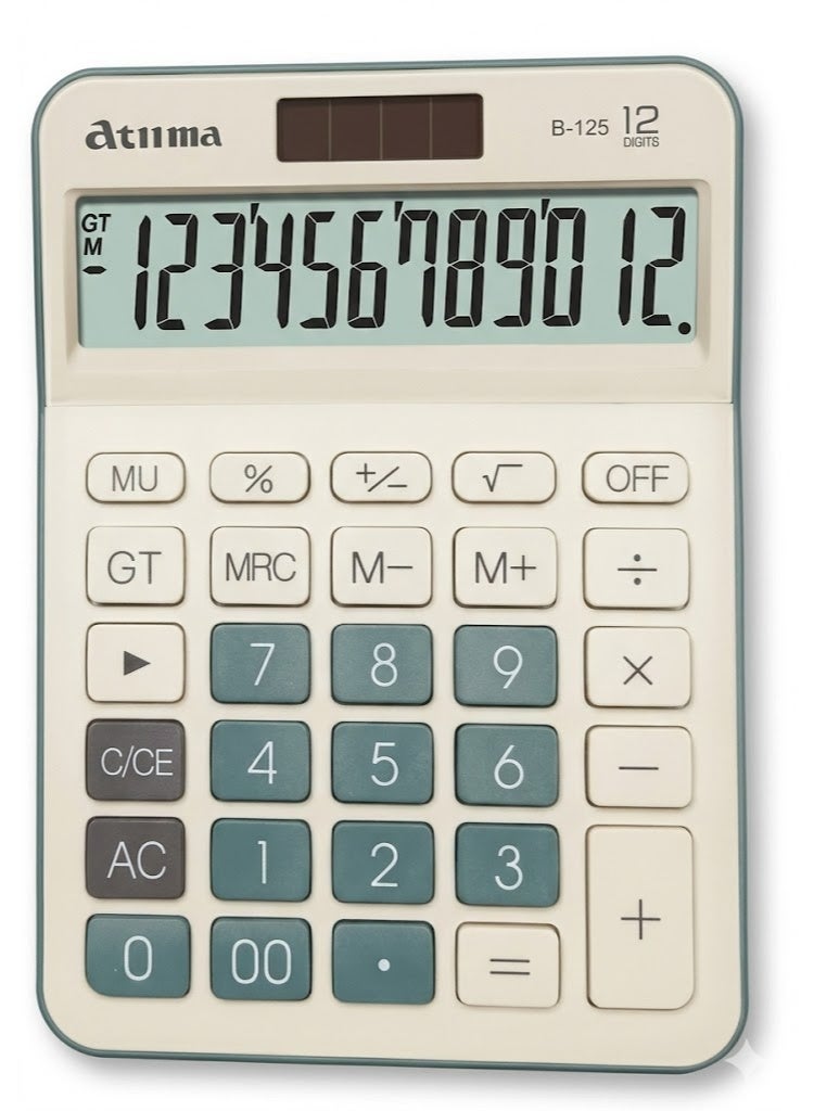 آلة حاسبة إلكترونية مكتبية B-125 للاستخدام المكتبي، شاشة LCD كبيرة مكونة من 12 رقمًا، مزودة بنظام طاقة مزدوج ومفاتيح ناعمة. آلة حاسبة عملية وموثوقة مصممة للاستخدام المكتبي اليومي، تتميز بشاشة كبيرة وواضحة، ومفاتيح ناعمة ومريحة، ونظام طاقة مزدوج موفر للطاقة. - Image 1