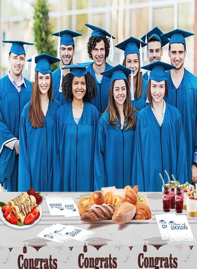 Luktastic Graduation Napkins, 100 Pack Disposable Hand Towels for Bathroom, Class of 2026 Cocktail Napkins Paper Napkin Guest Napkin for Home Kitchen Dinner Graduation Party Supplies Tableware Decorations, Blue - Image 4