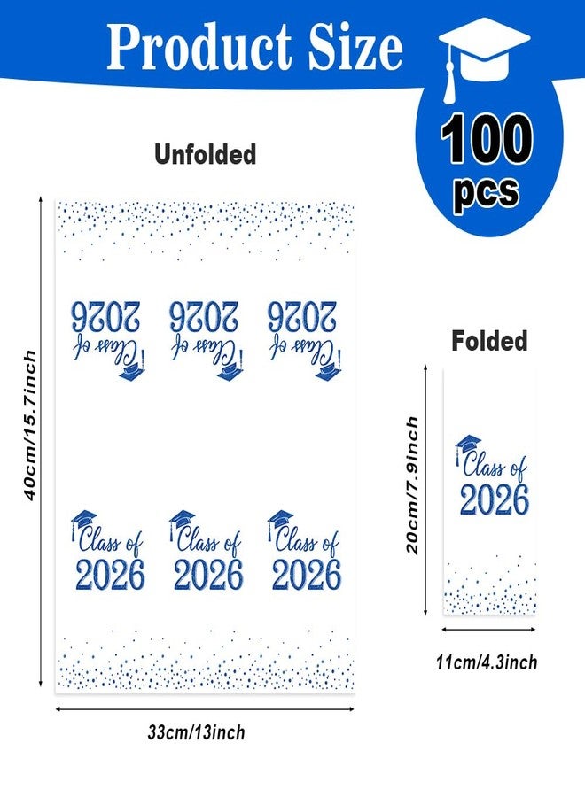 Luktastic Graduation Napkins, 100 Pack Disposable Hand Towels for Bathroom, Class of 2026 Cocktail Napkins Paper Napkin Guest Napkin for Home Kitchen Dinner Graduation Party Supplies Tableware Decorations, Blue - Image 2
