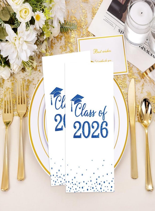Luktastic Graduation Napkins, 100 Pack Disposable Hand Towels for Bathroom, Class of 2026 Cocktail Napkins Paper Napkin Guest Napkin for Home Kitchen Dinner Graduation Party Supplies Tableware Decorations, Blue - Image 3