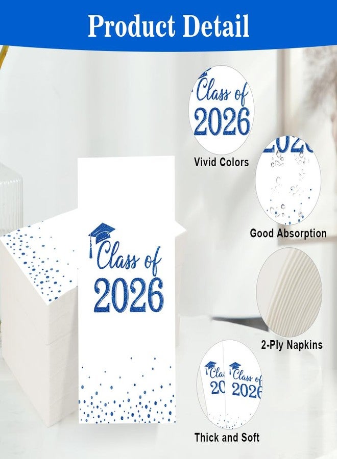 Luktastic Graduation Napkins, 100 Pack Disposable Hand Towels for Bathroom, Class of 2026 Cocktail Napkins Paper Napkin Guest Napkin for Home Kitchen Dinner Graduation Party Supplies Tableware Decorations, Blue - Image 5