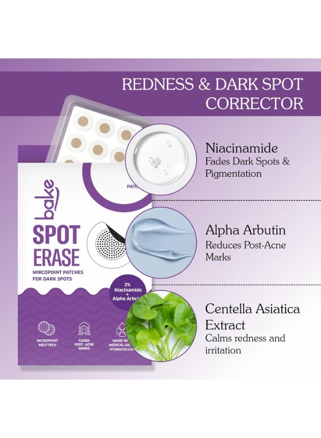 خبز لاصقات BAKE Spot Erase الهيدروكولويدية الدقيقة (Micropoint) لإزالة البقع الداكنة، بتركيبة تحتوي على 2% نياسيناميد، وحمض الساليسيليك، وألفا أربوتين | مخصصة لآثار حب الشباب، والتصبغات، والبقع الداكنة | مزودة بـ 176 إبرة دقيقة بتقنية "Melt-Tech" | للعناية بالبشرة بعد نوبات حب الشباب والبقع الداكنة - 9 لاصقات - Image 3