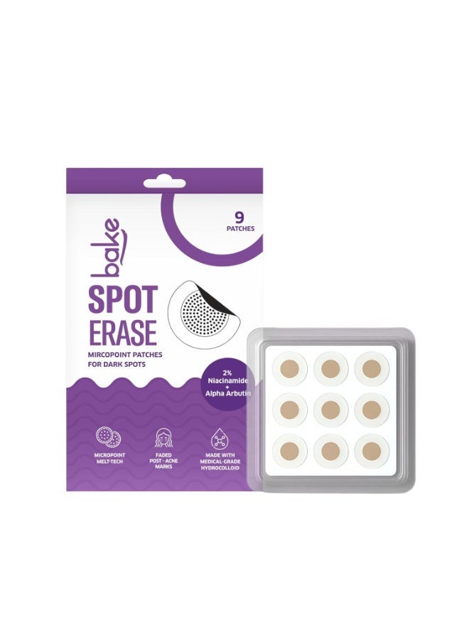 خبز لاصقات BAKE Spot Erase الهيدروكولويدية الدقيقة (Micropoint) لإزالة البقع الداكنة، بتركيبة تحتوي على 2% نياسيناميد، وحمض الساليسيليك، وألفا أربوتين | مخصصة لآثار حب الشباب، والتصبغات، والبقع الداكنة | مزودة بـ 176 إبرة دقيقة بتقنية "Melt-Tech" | للعناية بالبشرة بعد نوبات حب الشباب والبقع الداكنة - 9 لاصقات - Image 1