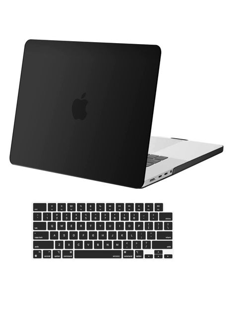 MacBook Pro 16 inch Case Year Release 2021 2022 Release A2485 M1 Pro M1  With Retina Display Touch ID Protective Plastic Hard Shell Case & Keyboard Cover Skin Black