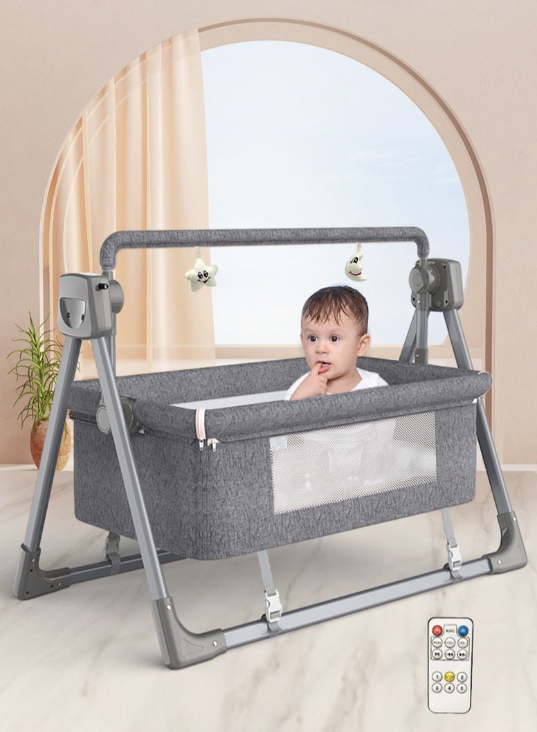 XiuWoo 3-in-1 Metal Automatic Electric Baby Swing Cradle, Baby Bed Crib, Baby Bedside Crib, Folding Baby Sleeper Bed, Baby Bouncer with Bluetooth Music, 5 Adjustable Speed, 3 Timing time, One-click Folding - Image 1