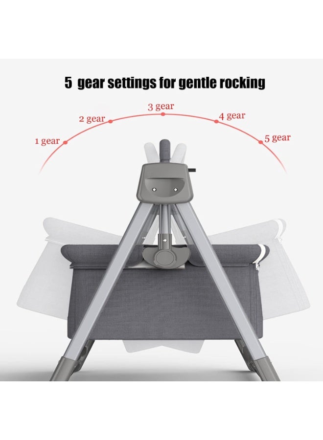 XiuWoo 3-in-1 Metal Automatic Electric Baby Swing Cradle, Baby Bed Crib, Baby Bedside Crib, Folding Baby Sleeper Bed, Baby Bouncer with Bluetooth Music, 5 Adjustable Speed, 3 Timing time, One-click Folding - Image 5