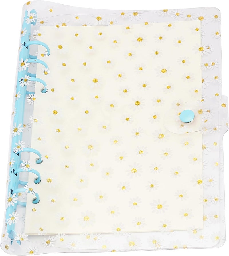 SICCOMA A5 6-Ring Cute Binder Cover PVC Floral A5 Planner Cover Notebook Binder Refillable Notebook Shell (6.7”x9.2”) for Round-Ring Planner Pages (Inner Paper Not Included) - Image 4