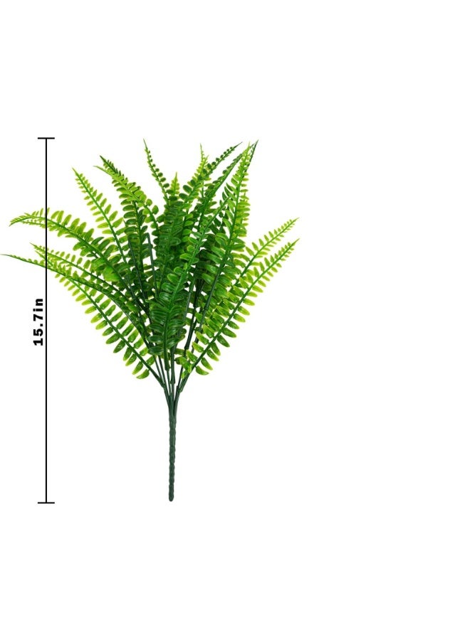 6pcs Artificial Greenery Shrub Bushes, UV Resistant Plastic Fake Plants, 15.7in for Indoor Outdoor Decoration - Image 2