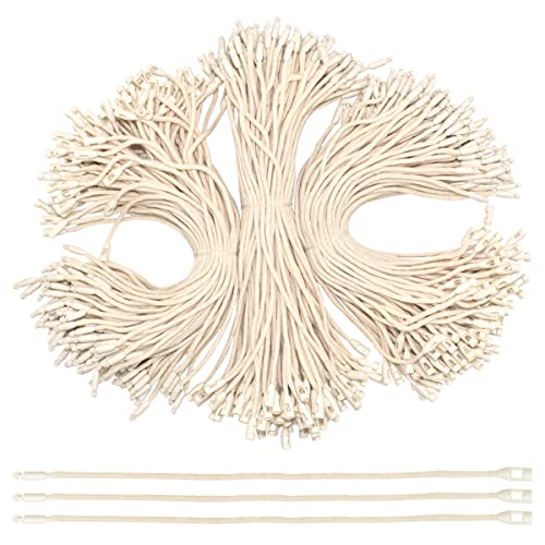 BDS-HOME 300Pcs 7.6inch Cotton Gift Clothing Price Tag String Hang Tag String Hanging Rope Snap Lock Pin Loop Fastener Hook Ties Fast to Attach for Clothes Tags Shoes Snap Lock Luggage Label (White) - Image 1