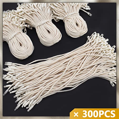 BDS-HOME 300Pcs 7.6inch Cotton Gift Clothing Price Tag String Hang Tag String Hanging Rope Snap Lock Pin Loop Fastener Hook Ties Fast to Attach for Clothes Tags Shoes Snap Lock Luggage Label (White) - Image 3