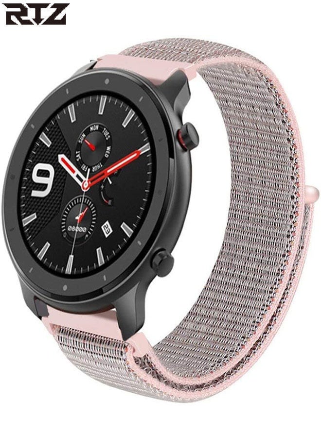 RTZ Sports Series Woven Nylon Strap Smartwatch Band For Samsung Galaxy Gear S3 /Huawei GT/GT2/Honor Magic 2 46millimeter Pink Sand - Image 3