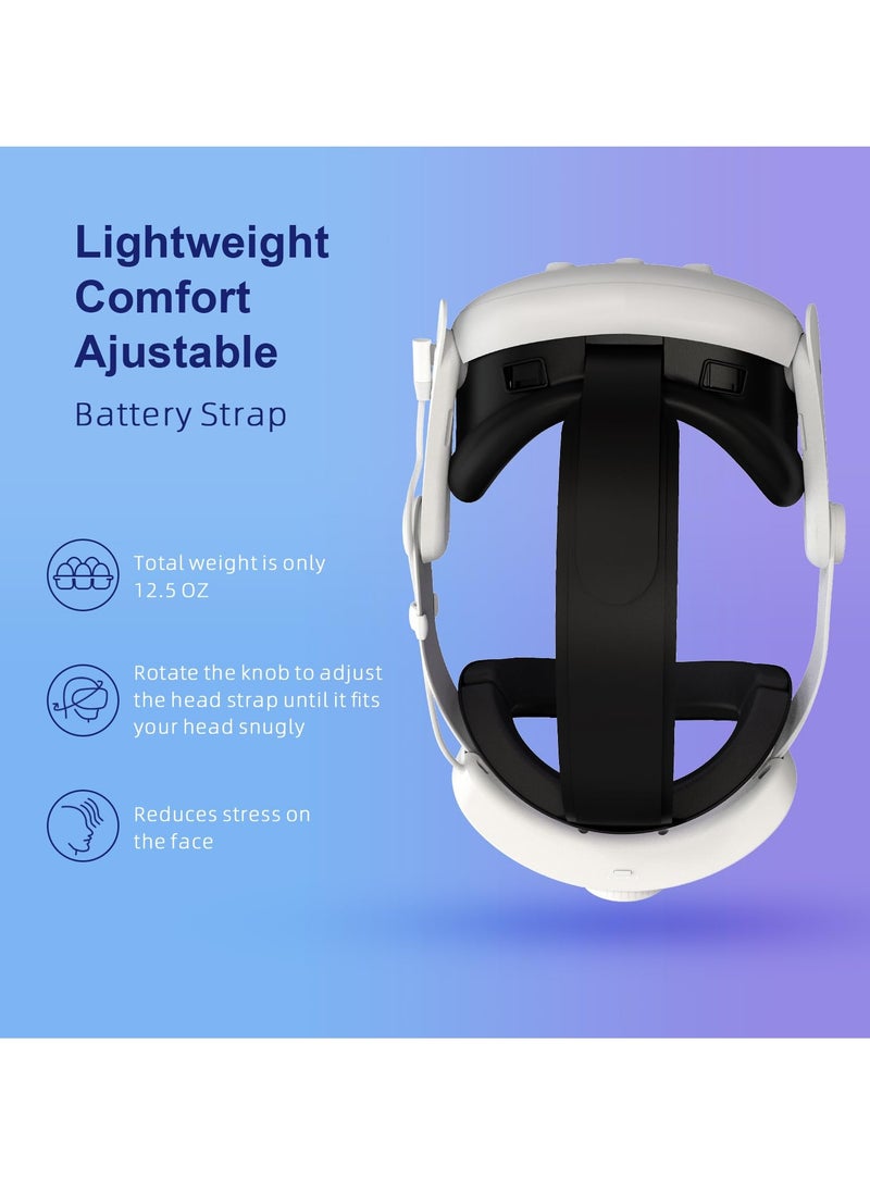 Excefore حزام رأس RGB، حزام رأس مريح 8000 مللي أمبير متوافق مع ملحقات Meta Quest 3، حزمة بطارية Elite Strap البديلة لدعم محسن وإطالة وقت اللعب في الواقع الافتراضي  - Image 3