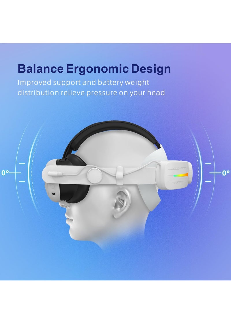Excefore حزام رأس RGB، حزام رأس مريح 8000 مللي أمبير متوافق مع ملحقات Meta Quest 3، حزمة بطارية Elite Strap البديلة لدعم محسن وإطالة وقت اللعب في الواقع الافتراضي  - Image 5