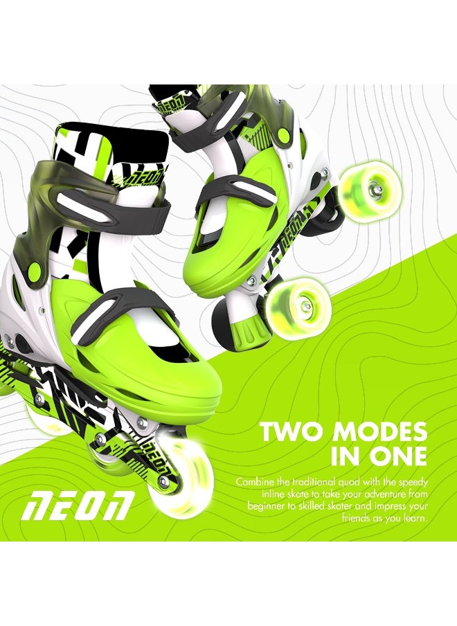 Yvolution Yvolution Neon 2-in-1 Inline and Quad Combo Skates (Size 3-6, Goteki Green)  - Image 3