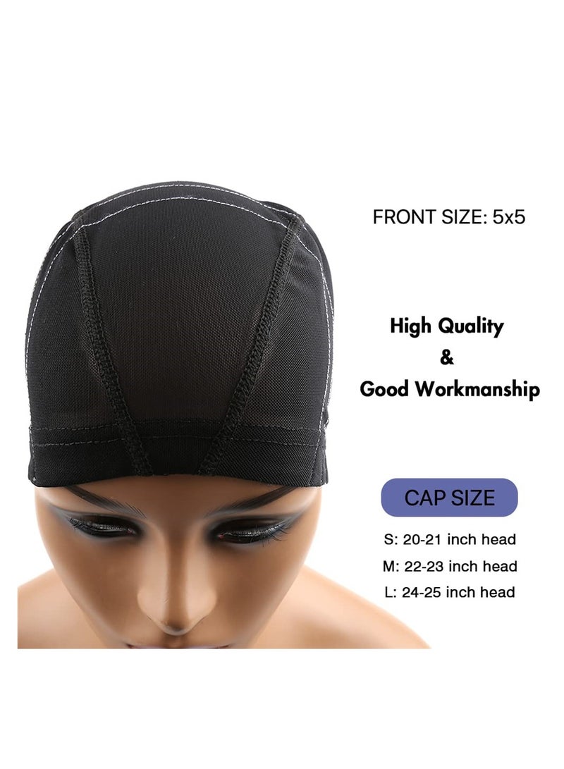 Excefore Mesh Dome Wig Cap for Making Wigs, Perfect for Beginner Sewing 5x5 Lace Closure, Stretchable Hairnet with Wide Elastic Band - Image 3