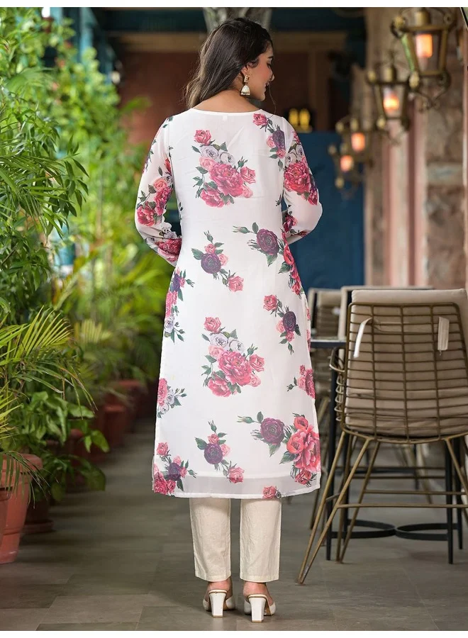 AKS AKS Couture Women Floral Printed Regular Thread Work Kurta with Trousers & With Dupatta