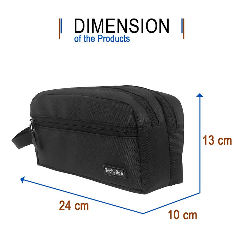 Techbee TECHYBEE Travel Polyester Toiletry Bag for Men & Women, Travel Pouch for Toiletries Shaving Kit & Cosmetics, Water Resistance Pouch for Travel Accessories, Organizer Travel Pouch for Make Up, (Black) - Image 3