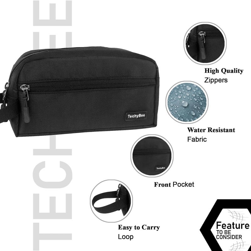 Techbee TECHYBEE Travel Polyester Toiletry Bag for Men & Women, Travel Pouch for Toiletries Shaving Kit & Cosmetics, Water Resistance Pouch for Travel Accessories, Organizer Travel Pouch for Make Up, (Black) - Image 5