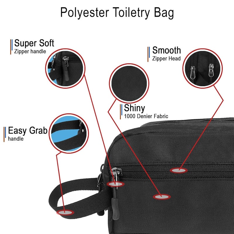 Techbee TECHYBEE Travel Polyester Toiletry Bag for Men & Women, Travel Pouch for Toiletries Shaving Kit & Cosmetics, Water Resistance Pouch for Travel Accessories, Organizer Travel Pouch for Make Up, (Black) - Image 4