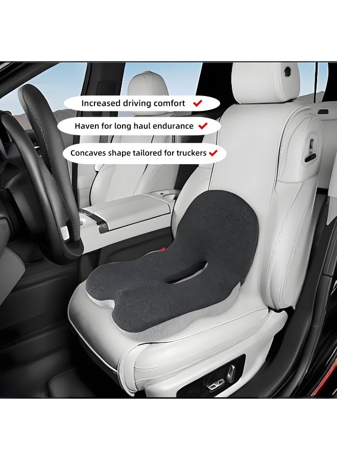 اكسيسن وسائد المقعد، وسائد دعم أسفل الظهر للكراسي المكتبية تقلل الضغط على عظم العصعص، وسائد كراسي مكتبية من الإسفنج المرن للظهر، وسائد المقعد وسائد دعم الظهر مع غطاء قابل للغسل للجلوس لفترات طويلة، كراسي مكتبية، كراسي ألعاب ومقاعد سيارات (رمادي غامق) - Image 3