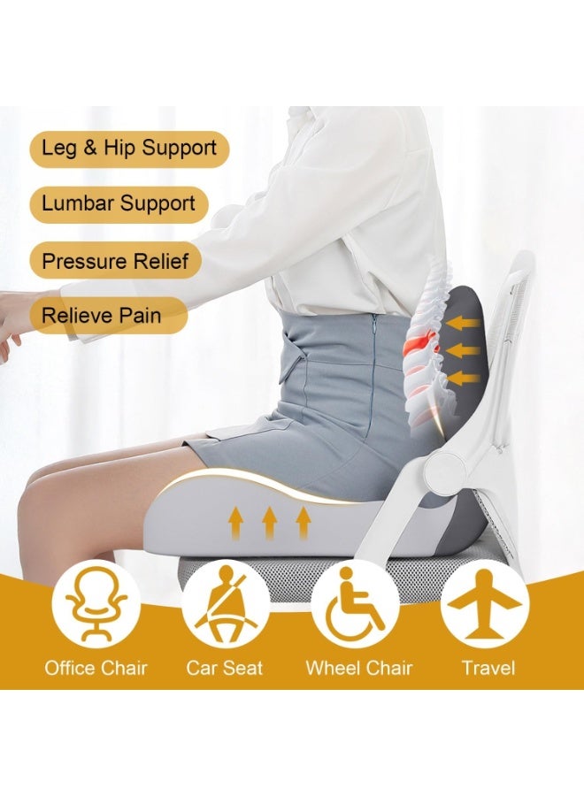 اكسيسن وسائد المقعد، وسائد دعم أسفل الظهر للكراسي المكتبية تقلل الضغط على عظم العصعص، وسائد كراسي مكتبية من الإسفنج المرن للظهر، وسائد المقعد وسائد دعم الظهر مع غطاء قابل للغسل للجلوس لفترات طويلة، كراسي مكتبية، كراسي ألعاب ومقاعد سيارات (رمادي غامق) - Image 4