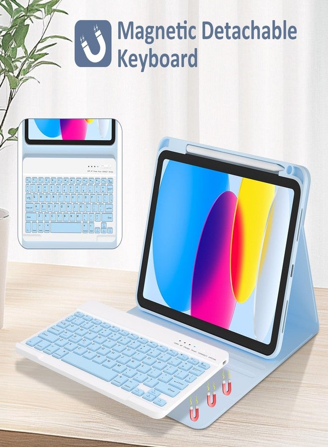 KBCASE for iPad 11th/10th Generation Case with Keyboard, Detachable Wireless Keyboard Case with Pencil Holder for iPad A16 11 inch 2025/10th Gen 10.9 inch 2022 (Light Blue) - Image 3