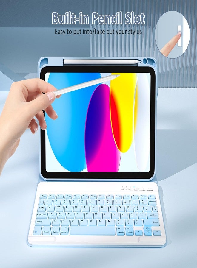 KBCASE for iPad 11th/10th Generation Case with Keyboard, Detachable Wireless Keyboard Case with Pencil Holder for iPad A16 11 inch 2025/10th Gen 10.9 inch 2022 (Light Blue) - Image 5