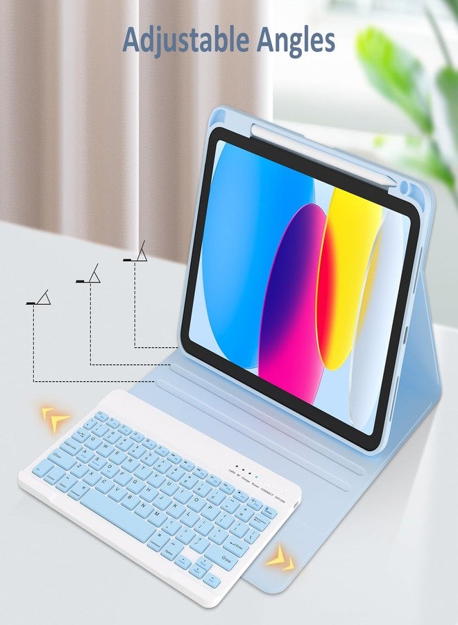 KBCASE for iPad 11th/10th Generation Case with Keyboard, Detachable Wireless Keyboard Case with Pencil Holder for iPad A16 11 inch 2025/10th Gen 10.9 inch 2022 (Light Blue) - Image 4