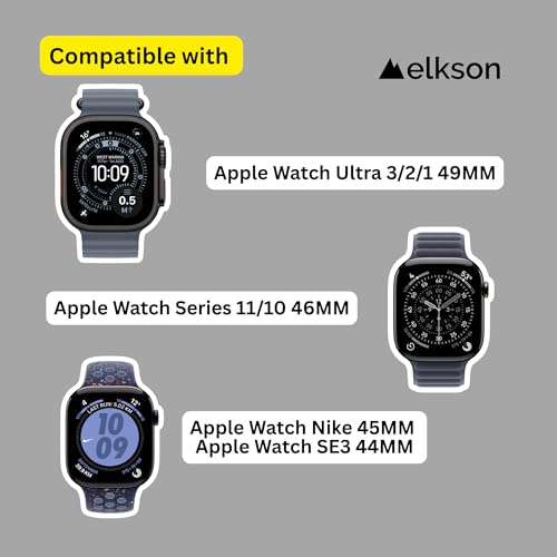 elkson Fusion Series made for Apple Watch band Ultra 3 2 1 49mm 11 10 46mm 9 45mm SE3 44mm – Durable Stainless Steel Silicone Strap, Sweat-Resistant Breathable Secure Fit for Sports, Titanium Black - Image 2