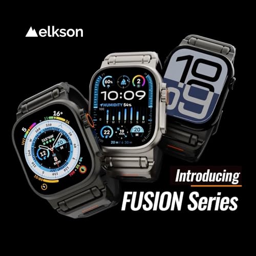 elkson Fusion Series made for Apple Watch band Ultra 3 2 1 49mm 11 10 46mm 9 45mm SE3 44mm – Durable Stainless Steel Silicone Strap, Sweat-Resistant Breathable Secure Fit for Sports, Titanium Black - Image 5