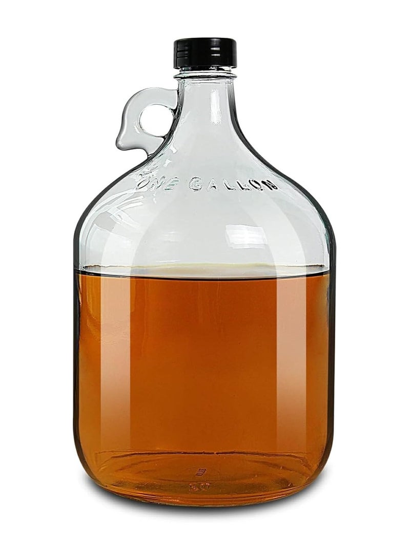 Home zone 1 Gallon (128oz) Glass Fermenting Jug with Handle, Black Polyseal Lid & Cap  - Image 1