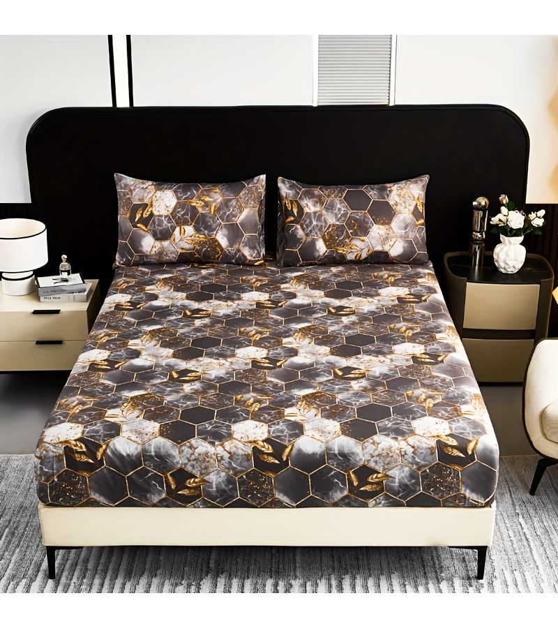 Burgundy Ocean Themed 3D Pattern Fitted Sheet Set Soft Skin Friendly Machine Washable - Image 5