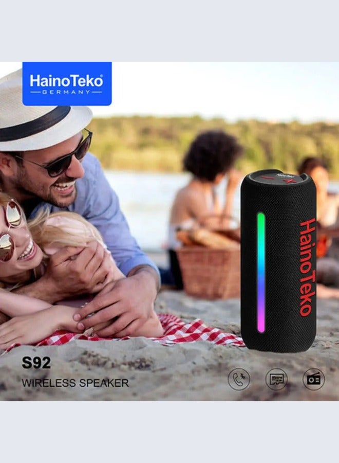 Haino Teko Germany S92 Portable Wireless Speaker With High Bass Sound Quality Multi Functional Button Cotrol and LED Light(Red) - Image 2