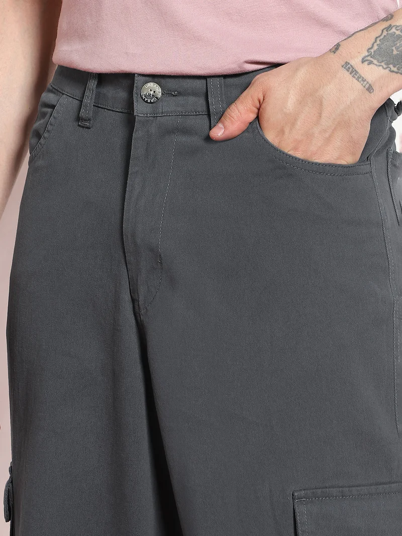 Urbano Fashion  Urbano Fashion Men's Steel Grey Loose Baggy Fit Cargo Chino Pant with 8 Pockets Stretchable for Men | Best Price UAE