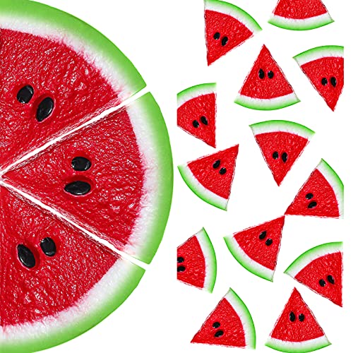 WILLBOND 12 Pieces Realistic Fake Watermelon Slices Red 196 x 039 Round Summer Thematic Decorations for Kitchen Party Wedding