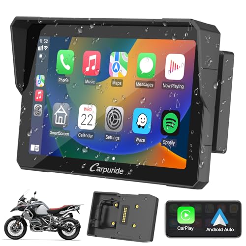 Carpuride W702B Motorcycle Carplay Screen for BMW R1200GS R1250GS S1000XR Motorcycle, 7 inch Waterproof Touchscreen, Portable Carplay/Android Auto GPS Navigation for Motorbike, Dual Bluetooth - Image 1