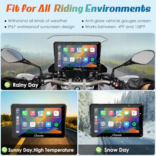 Carpuride W702B Motorcycle Carplay Screen for BMW R1200GS R1250GS S1000XR Motorcycle, 7 inch Waterproof Touchscreen, Portable Carplay/Android Auto GPS Navigation for Motorbike, Dual Bluetooth - Image 5