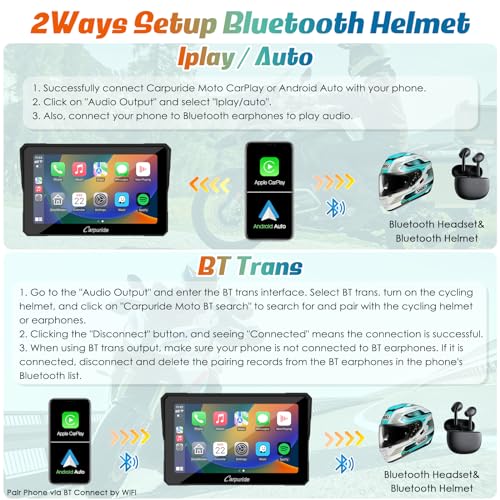 Carpuride W702B Motorcycle Carplay Screen for BMW R1200GS R1250GS S1000XR Motorcycle, 7 inch Waterproof Touchscreen, Portable Carplay/Android Auto GPS Navigation for Motorbike, Dual Bluetooth - Image 4