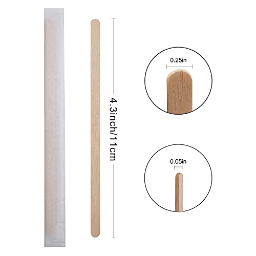 BLUETOP BLUE TOP Individually Paper Wrapped Wooden Coffee Stirrers 4.3 Inch Pack 500, Disposable Wood Sticks for Coffee/Tea/Hot Beverage/Hot Chocolate/Cold Drinks, Wood Blenders for Butter Sugar,Craft Stick - Image 2