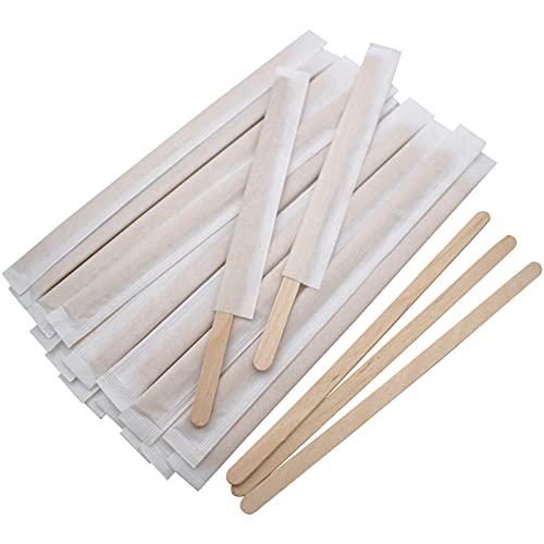 BLUETOP BLUE TOP Individually Paper Wrapped Wooden Coffee Stirrers 4.3 Inch Pack 500, Disposable Wood Sticks for Coffee/Tea/Hot Beverage/Hot Chocolate/Cold Drinks, Wood Blenders for Butter Sugar,Craft Stick - Image 1