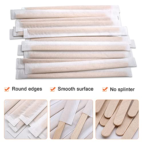 BLUETOP BLUE TOP Individually Paper Wrapped Wooden Coffee Stirrers 4.3 Inch Pack 500, Disposable Wood Sticks for Coffee/Tea/Hot Beverage/Hot Chocolate/Cold Drinks, Wood Blenders for Butter Sugar,Craft Stick - Image 5