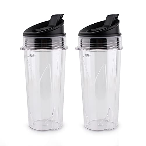 Anbige Replacement Parts 3 tabs cups intended for Nutri Ninja Blender, 2 Pack 16-ounce Single Serve Cup and Sip&Seal Lid Fit Ninja BL200 30/ BL201 30/BL201C 30/BL203QBK - Image 1
