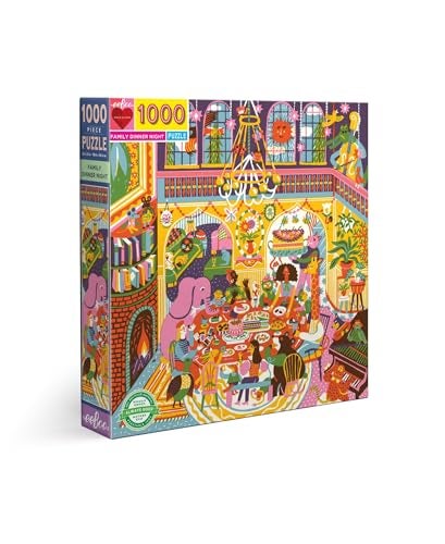 eeBoo 1000 Piece Puzzle Family Dinner Jigsaw Puzzle for Adults Square 23 x 23 Made with Recycled Board VegetableBased Ink - Image 1
